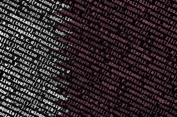 Qatar flag  is depicted on the screen with the program code. The concept of modern technology and...