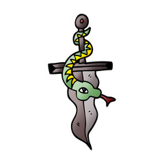 cartoon doodle tattoo dagger symbol