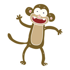cartoon doodle waving monkey