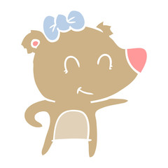 female bear flat color style cartoon