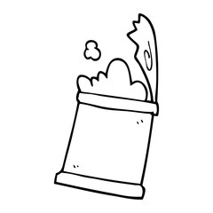 line drawing cartoon open can of food