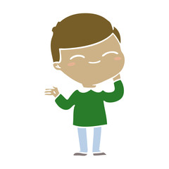 flat color style cartoon shy smiling boy
