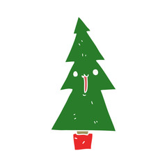 flat color style cartoon christmas tree