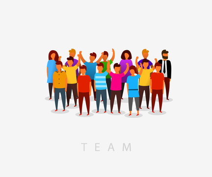 Modern multicultural society and team concept with people in flat style. Group of different people in community. Vector illustration