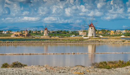 Fototapeta na wymiar Windmills at the natural reserve of the 