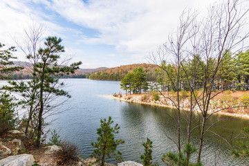 Autumn Time in Long pine reservoir in Michaux State Forest in Pennsylvania