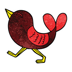 cartoon doodle red bird