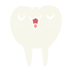 flat color style cartoon tooth