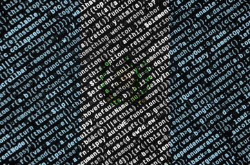 Guatemala flag  is depicted on the screen with the program code. The concept of modern technology...