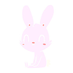 cute flat color style cartoon rabbit sitting