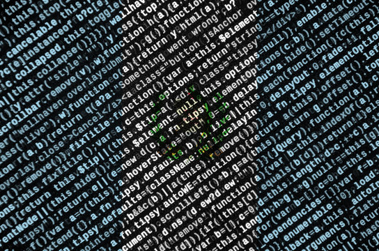 Guatemala flag  is depicted on the screen with the program code. The concept of modern technology and site development