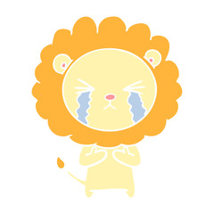 flat color style cartoon crying lion