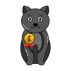 cute cat animal domestic with medal