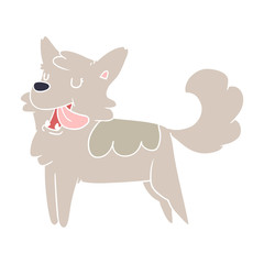 flat color style cartoon happy dog