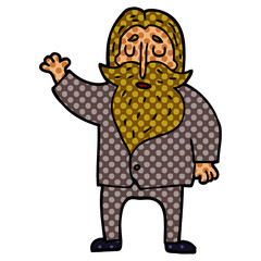 cartoon doodle old man waving