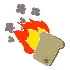 flat color illustration of a cartoon burnt toast