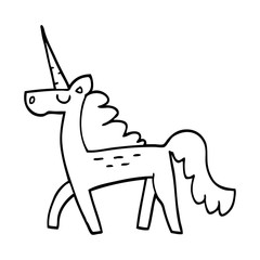line drawing cartoon magical unicorn