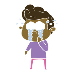 flat color style cartoon crying man