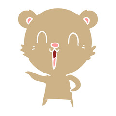 happy flat color style cartoon bear