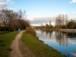 Fototapeta na wymiar walking and fishing on the river banks