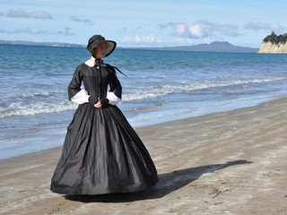 Victorian woman on beach