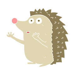 flat color illustration of a cartoon cute hedgehog