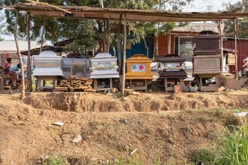 Fototapeta na wymiar Coffin vendor in Ghana