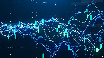 Stock market chart. Big Data. Business Graph. Investment graph. Abstract financial chart. 3D rendering.