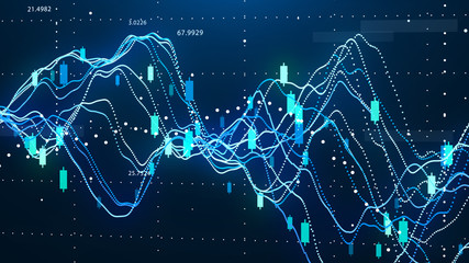 Stock market chart. Big Data. Business Graph. Investment graph. Abstract financial chart. 3D rendering.
