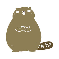 flat color style cartoon beaver