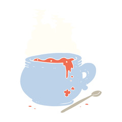 flat color illustration of a cartoon bowl of soup