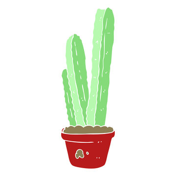 flat color illustration of a cartoon cactus