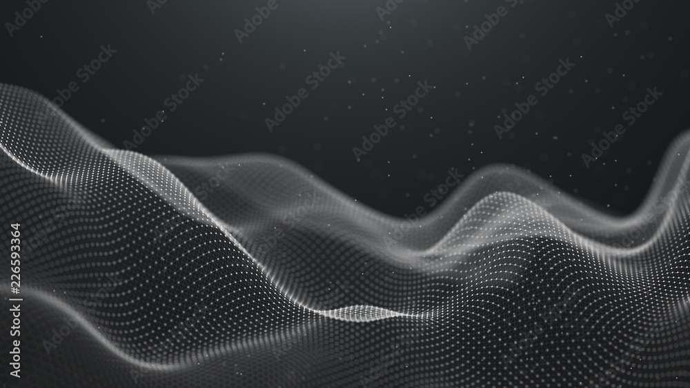 Aufkleber Data technology background. Abstract background. Connecting dots and lines on dark background. 3D rendering. 4k.