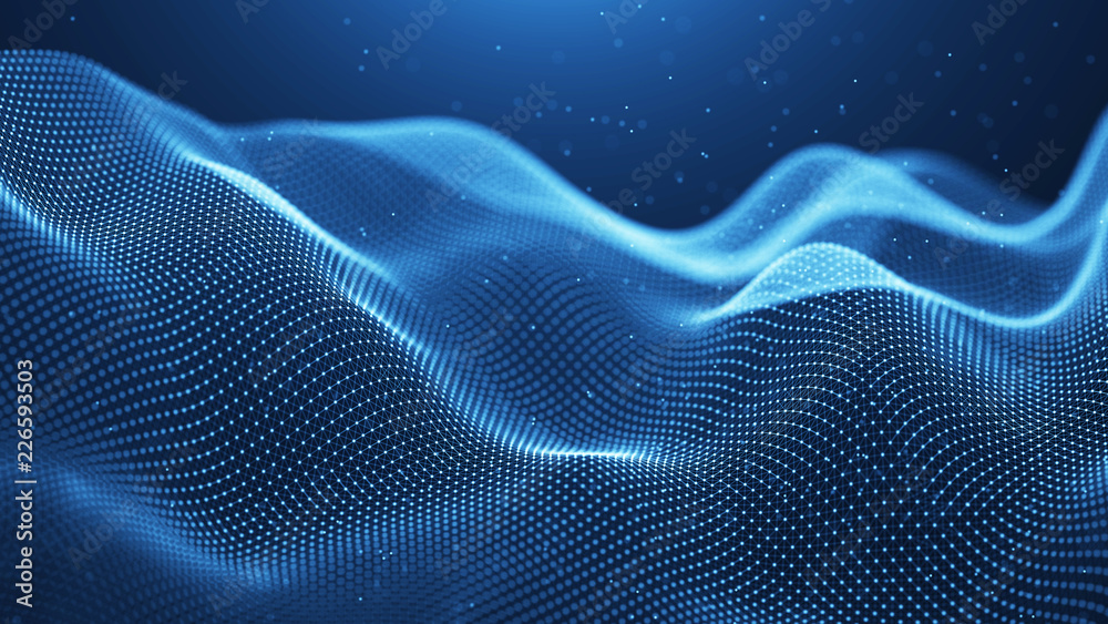 Fototapete Data technology background. Abstract background. Connecting dots and lines on dark background. 3D rendering. 4k.
