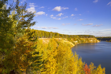 Obraz premium Wonderful forest landscape on a sunny day. Colorful autumn scene