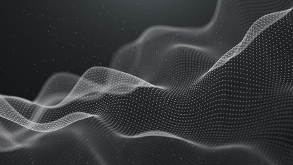 Data technology background. Abstract background. Connecting dots and lines on dark background. 3D rendering. 4k.