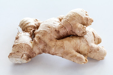 a raw fresh ginger from top front view