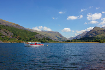 Beautiful Blue Scene of Lake Padarn, Llanberis, Snowdonia, Wales