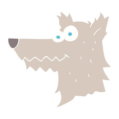 flat color illustration of a cartoon wolf head
