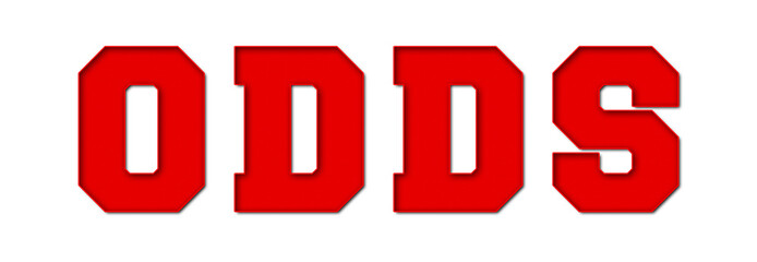 Odds - red text written on white background