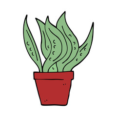 cartoon doodle house plant