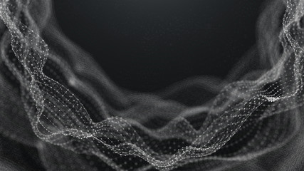 Data technology background. Abstract background. Connecting dots and lines on dark background. 3D rendering. 4k.
