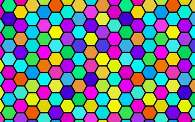 Honeycomb many color, multicolored. Isometric geometry. 3D illustration