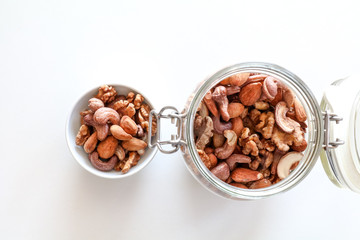 a bowl of nuts from top view
