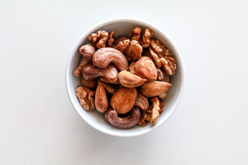 a bowl of nuts from top view