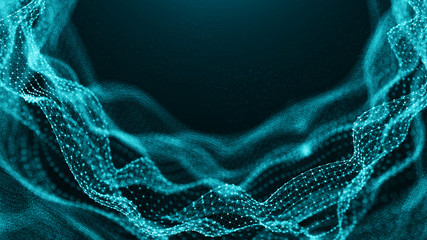Data technology background. Abstract background. Connecting dots and lines on dark background. 3D rendering. 4k.