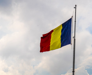 Romanian flag flying in the wind