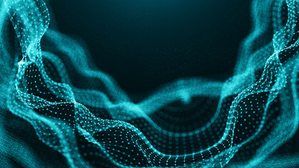 Data technology background. Abstract background. Connecting dots and lines on dark background. 3D rendering. 4k.