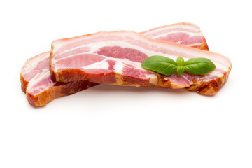 Pieces of raw pork lard isolated on white background.