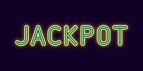 Neon inscription of Jackpot. Vector illustration
